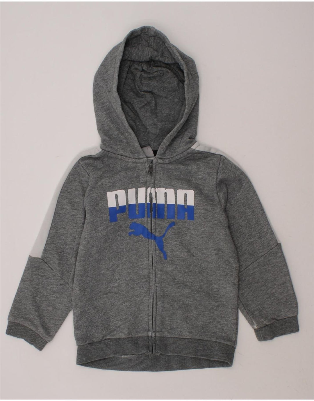 PUMA Boys Graphic Zip Hoodie Sweater 2-3 Years Grey Vintage Puma and Second-Hand Puma from Messina Hembry 