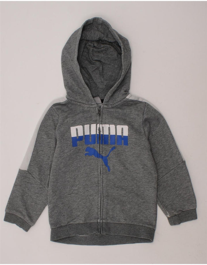 PUMA Boys Graphic Zip Hoodie Sweater 2-3 Years Grey Vintage Puma and Second-Hand Puma from Messina Hembry 