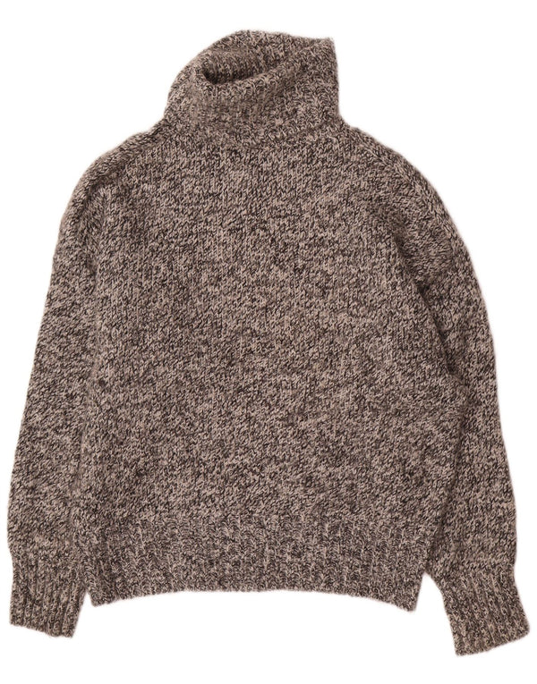 Zara Mujer Jersey De Cuello Alto De Gran Tamaño UK 10 Pequeño Gris Moteado