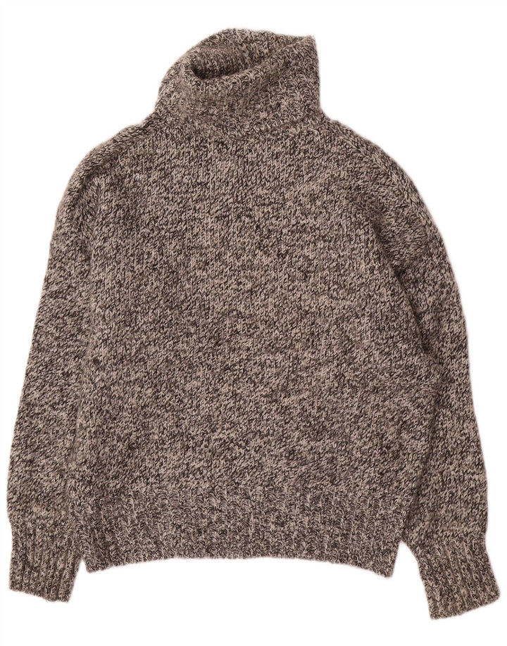 Zara Mujer Jersey De Cuello Alto De Gran Tamaño UK 10 Pequeño Gris Moteado
