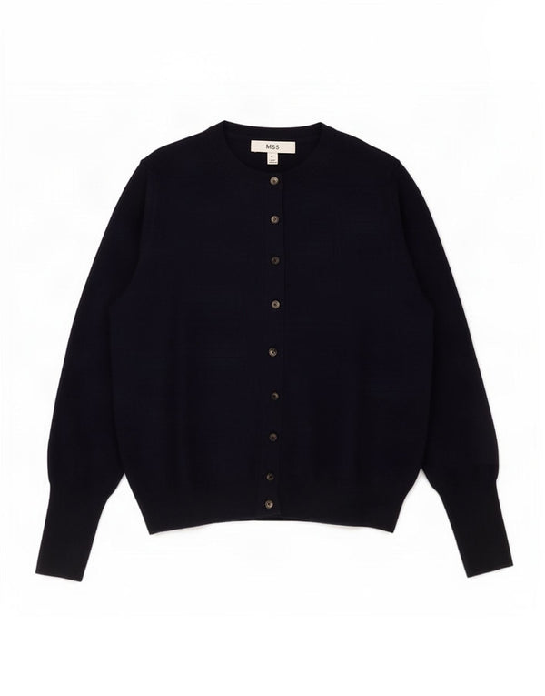 Marks & Spencer Womens Cardigan Sweater UK 16 Large Navy Blue Viscose