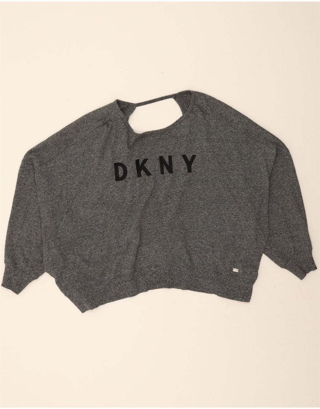 DKNY Womens Oversized Graphic Sweatshirt Jumper UK 14 Medium Grey Cotton Vintage Dkny and Second-Hand Dkny from Messina Hembry 