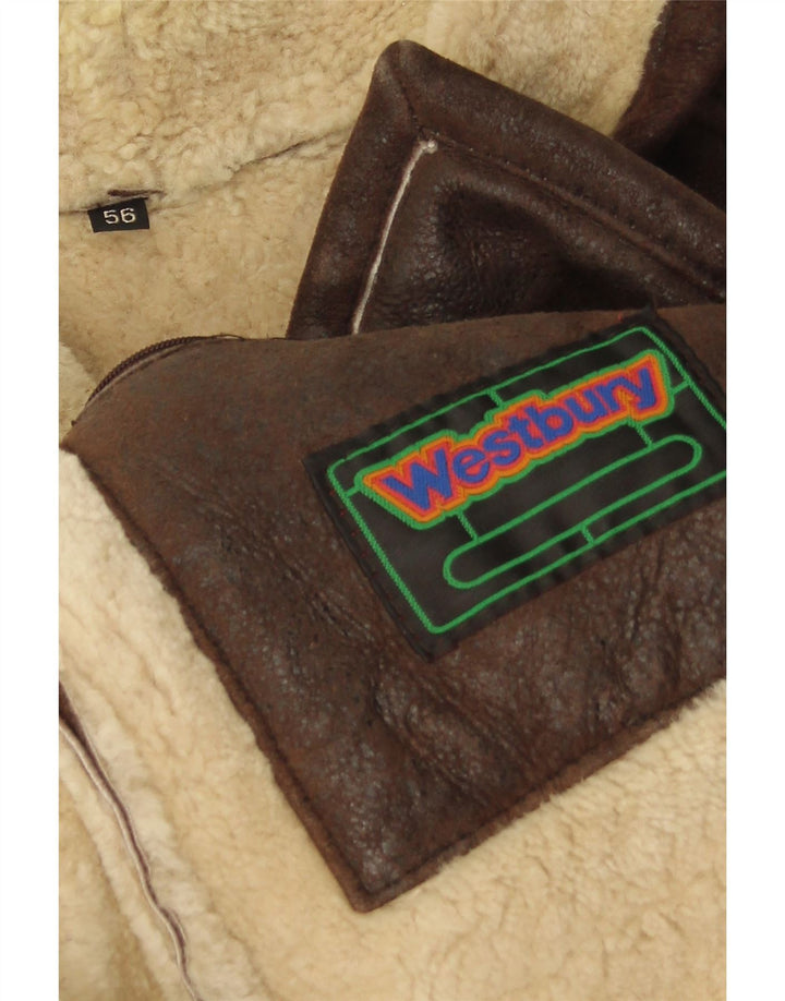 WESTBURY Chaqueta de piel de oveja para hombre IT 56 3XL Cuero marrón