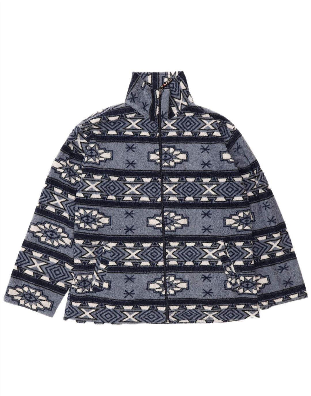 Vintage Mens Fleece Chaqueta Reino Unido 38 Azul Medio Fair Isle