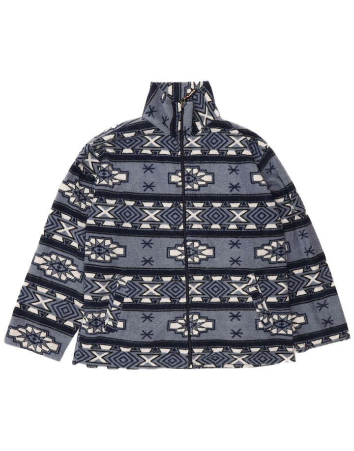 Vintage Mens Fleece Chaqueta Reino Unido 38 Azul Medio Fair Isle