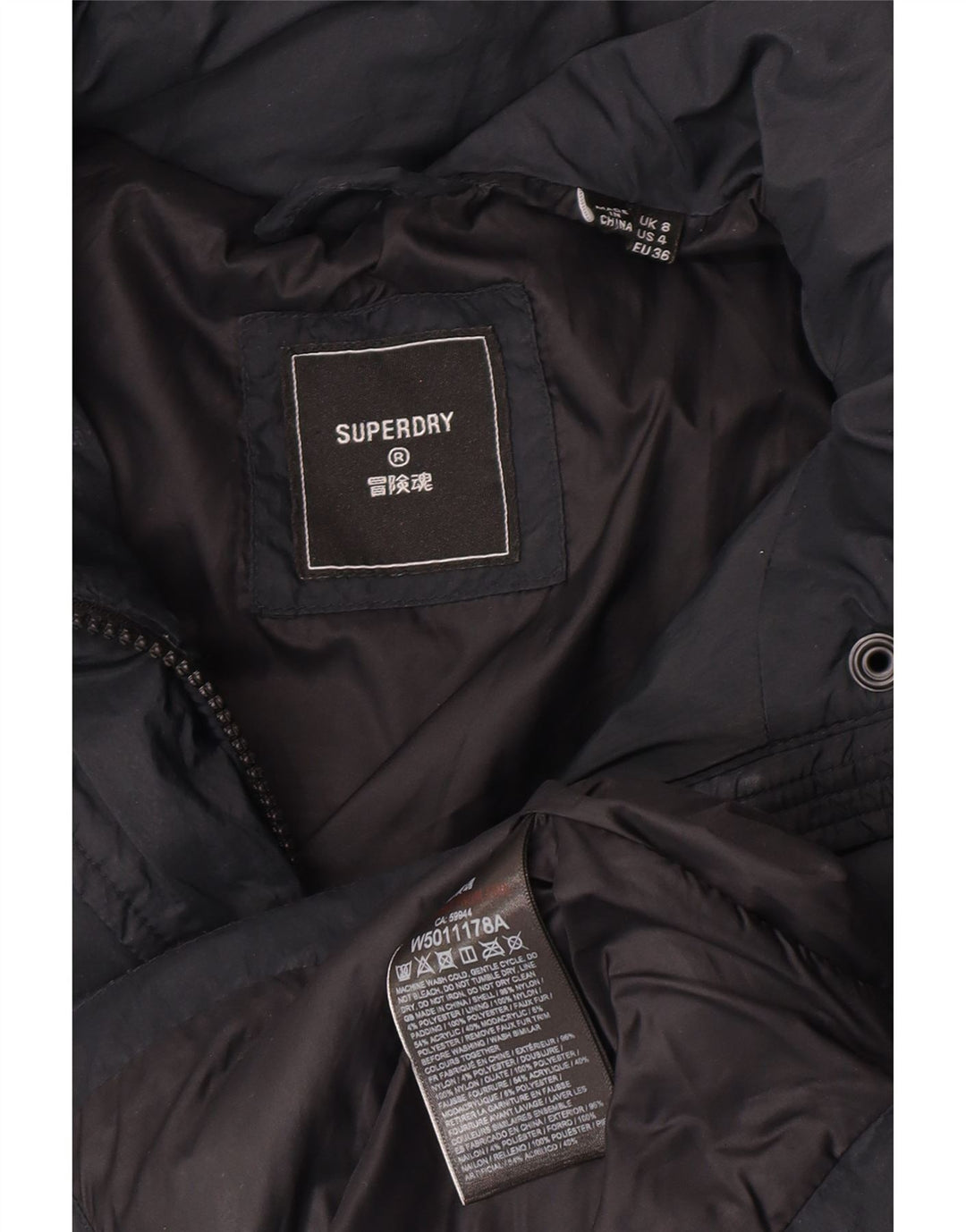 Superdry Chaqueta Acolchada Mujer UK 8 Small Nylon Negro