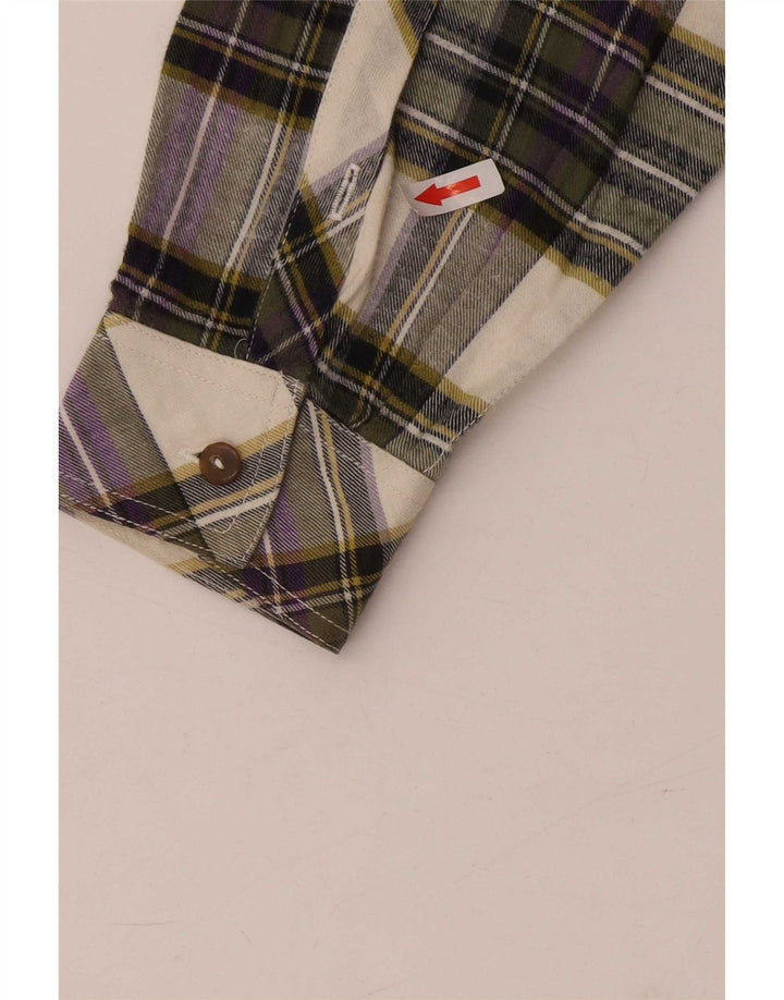 Camisa de franela vintage para hombre pequeño algodón a cuadros multicolor