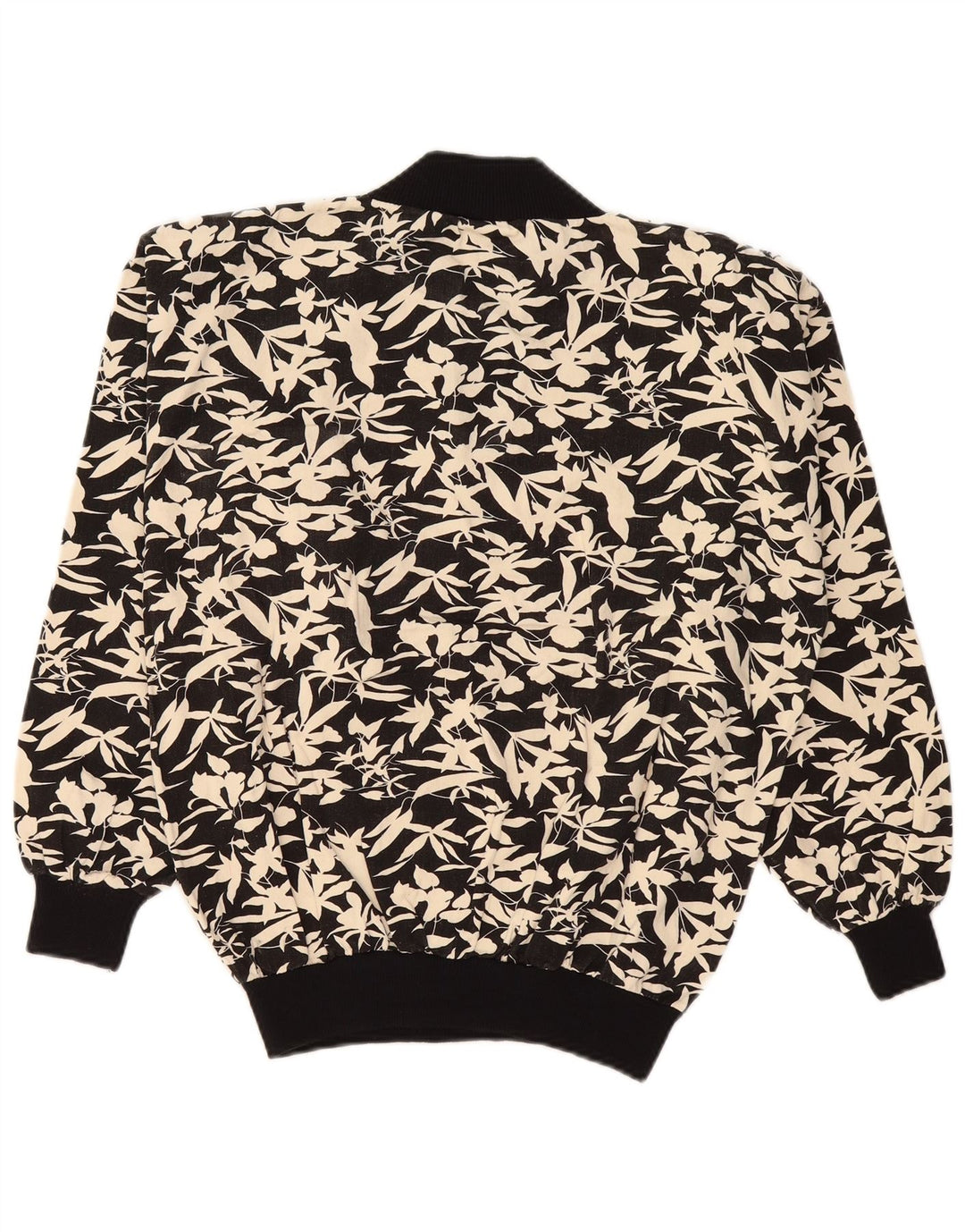 Vintage mujer sudadera jumper Reino Unido 16 grande negro floral