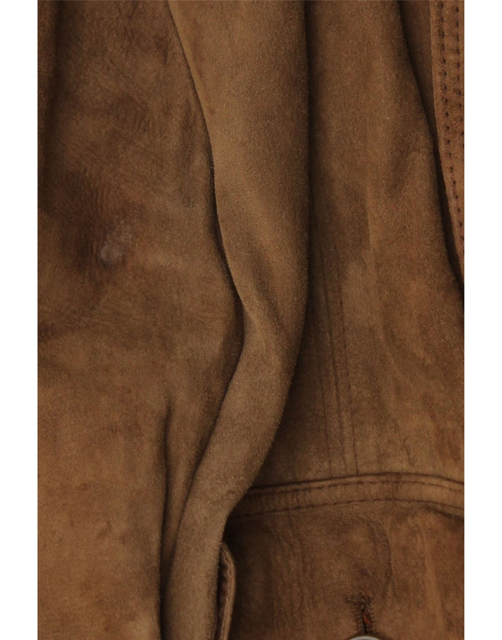 VINTAGE Chaqueta bomber de ante para hombre IT 44 XS Marrón