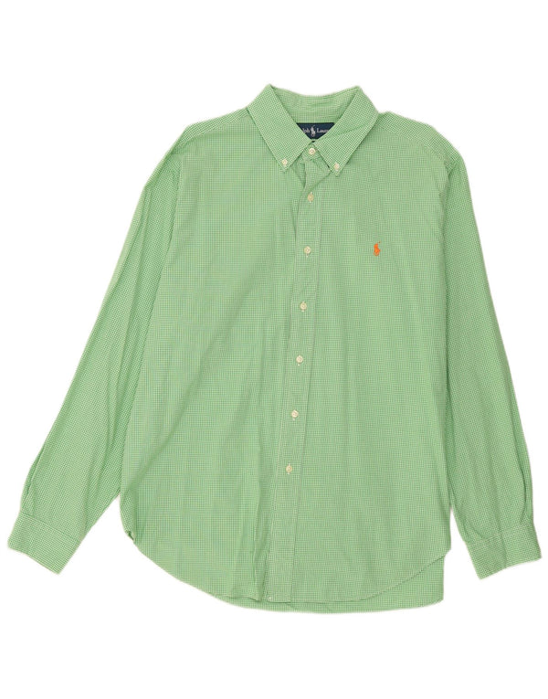 Ralph Lauren Camisa de corte clásico para hombre XL Algodón a cuadros verde