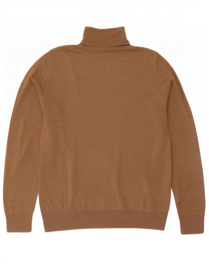 Gap Jersey con cuello vuelto para hombre, talla grande, de lana merino moteada en color beige