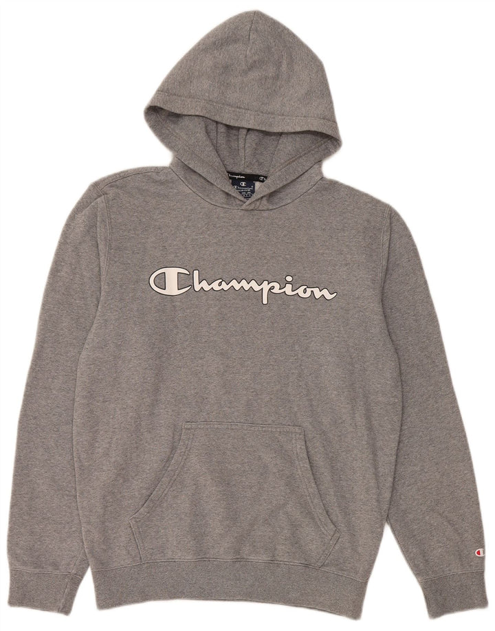 CHAMPION Jersey con capucha gráfica para hombre de algodón gris medio
