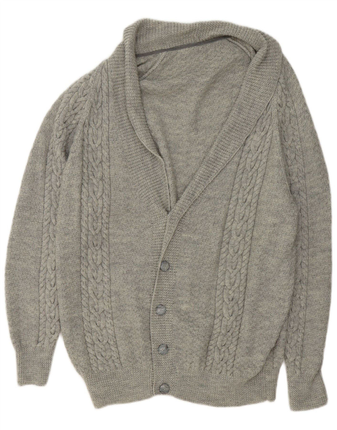 Vintage Hombres Cardigan Suéter XL Gris