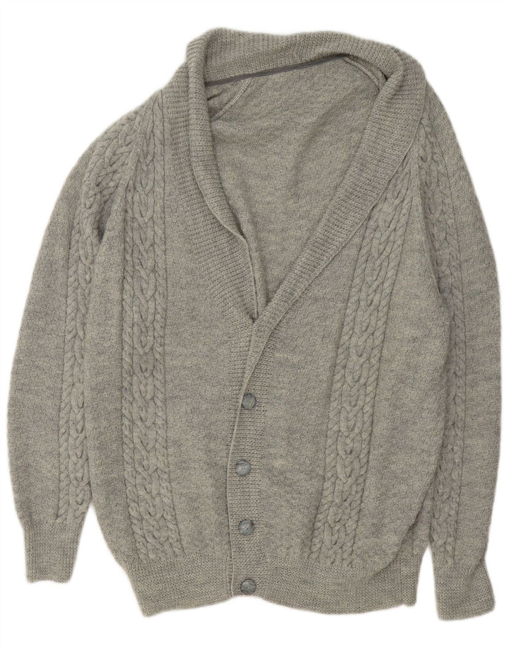 Vintage Hombres Cardigan Suéter XL Gris