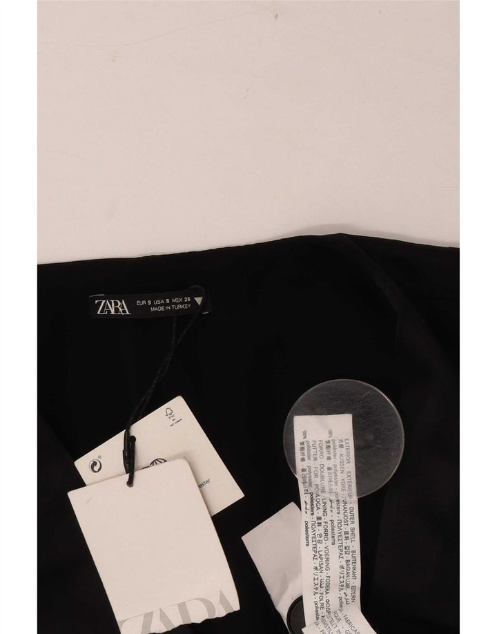 Zara Chaqueta Blazer De Doble Botonadura para Mujer UK 10 Small Black Geométrico