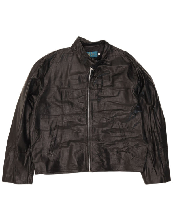 VINTAGE Chaqueta de cuero para hombre Reino Unido 42 XL Cuero negro