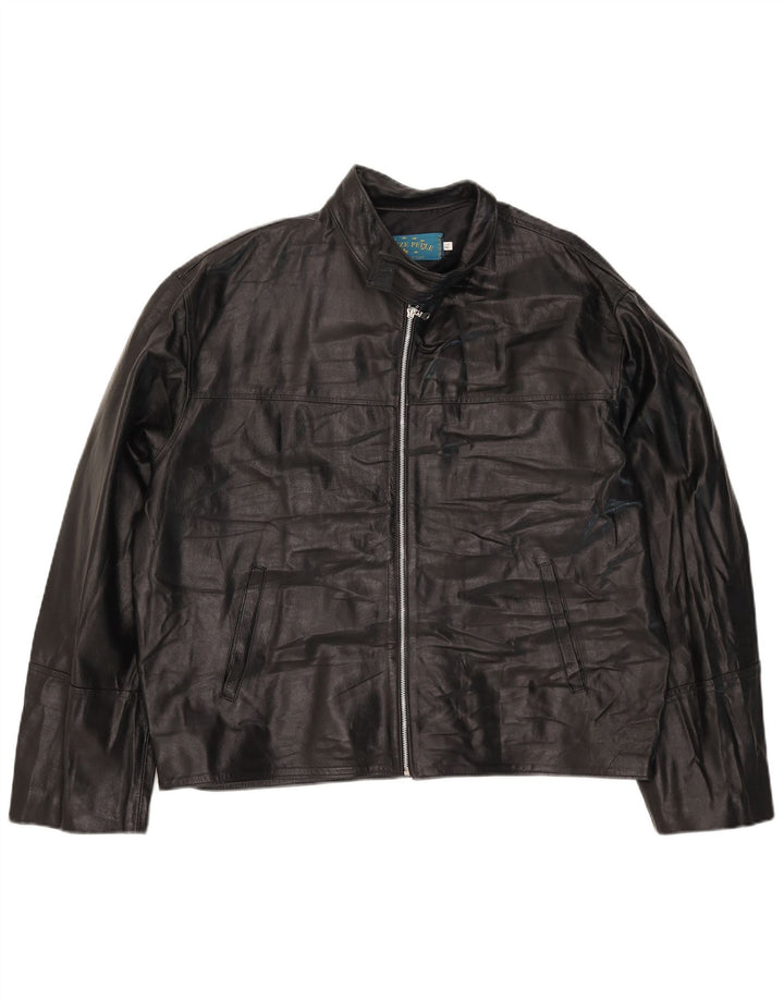 VINTAGE Chaqueta de cuero para hombre Reino Unido 42 XL Cuero negro