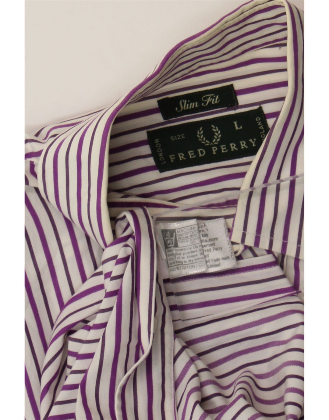 Fred Perry Camisa Slim Fit Para Hombre De Algodón Gris Con Rayas Divertidas