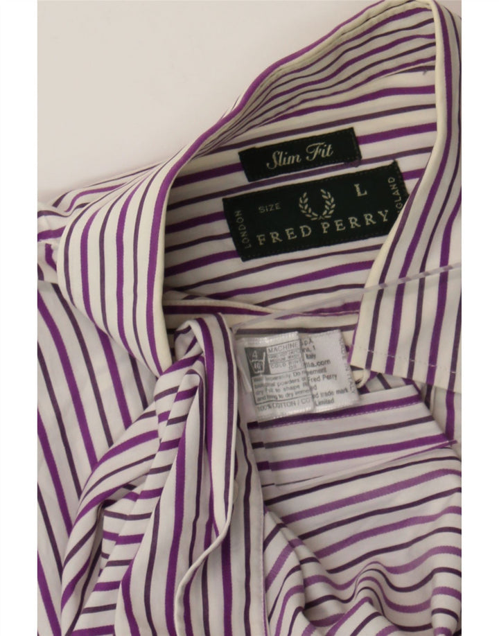 Fred Perry Camisa Slim Fit Para Hombre De Algodón Gris Con Rayas Divertidas