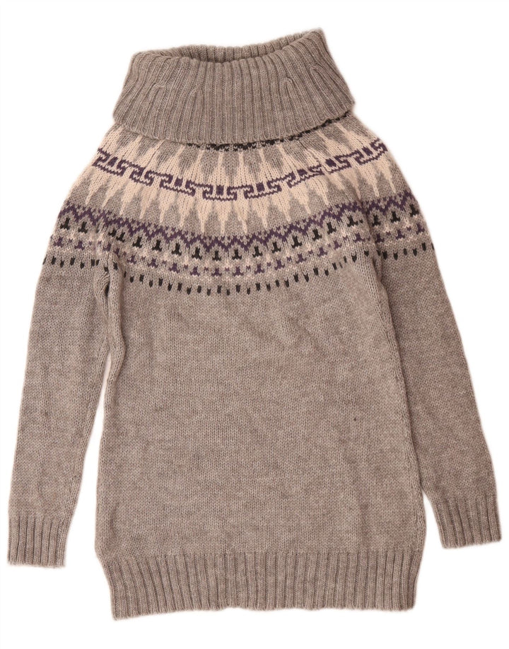 Marks & Spencer Suéter tipo jersey con cuello vuelto para mujer Reino Unido 40 Gris medio Fair Isle