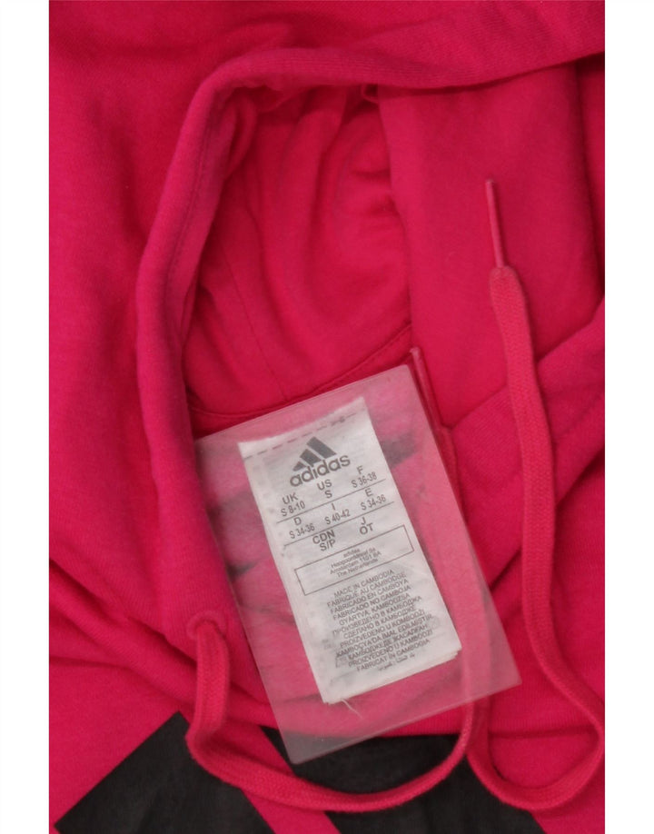 ADIDAS Sudadera con capucha gráfica para mujer UK 8/10 Small Pink Cotton