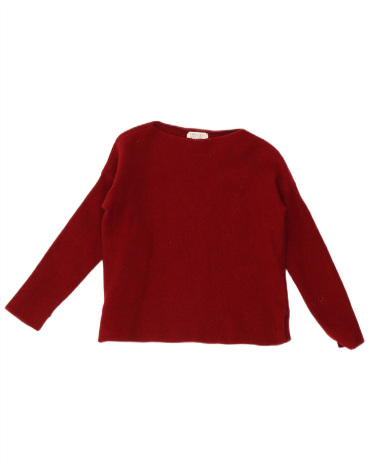 Toast Mujer Cuello Barco Jersey Suéter Pequeño/Mediano Lana Roja