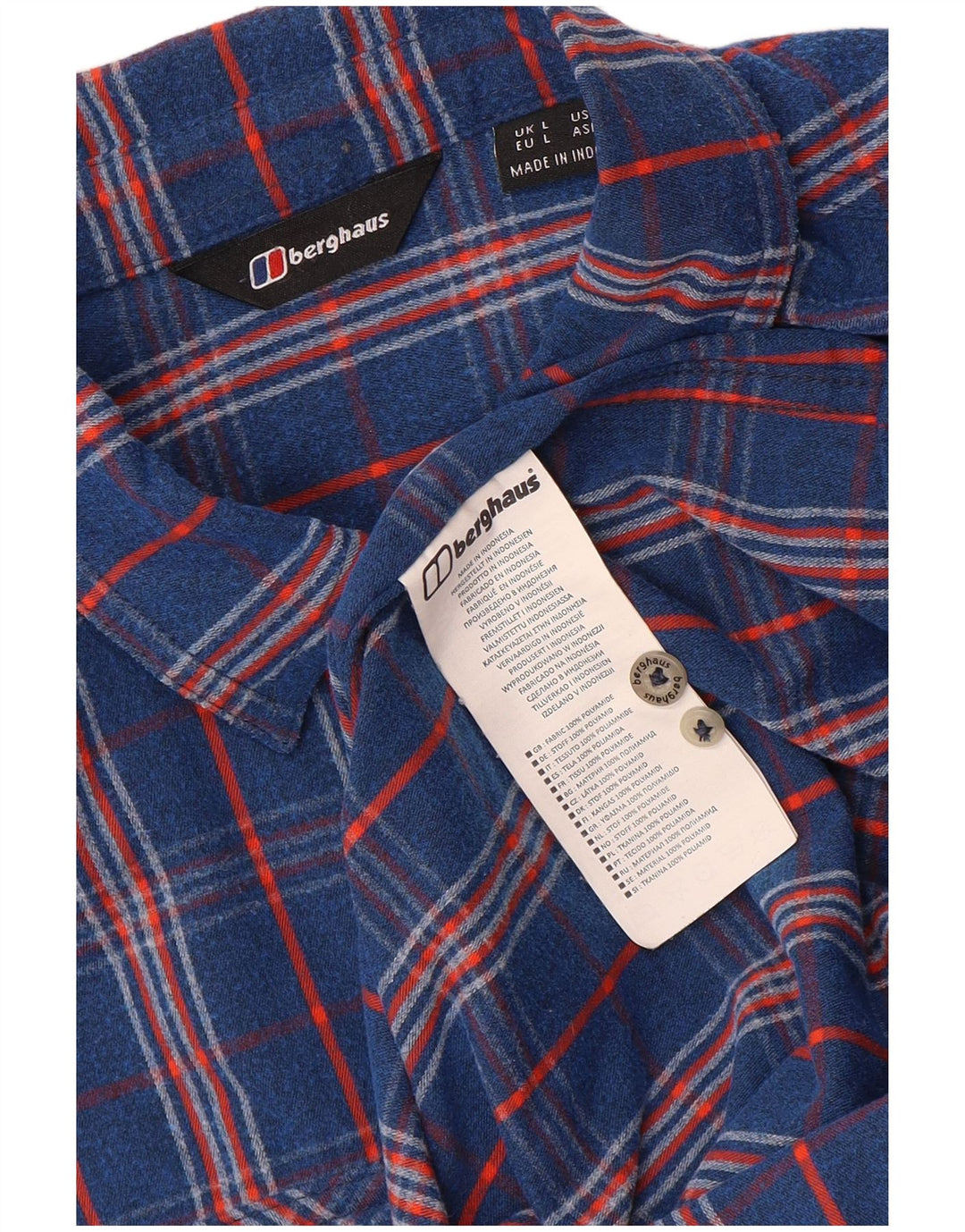 Berghaus Hombre Camisa De Franela Large A Cuadros Azul Poliamida