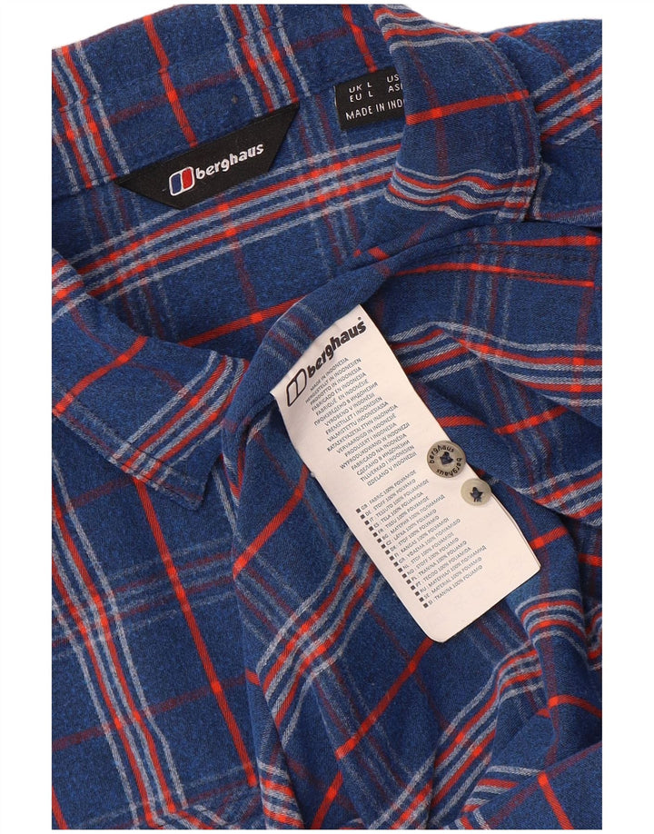 Berghaus Hombre Camisa De Franela Large A Cuadros Azul Poliamida