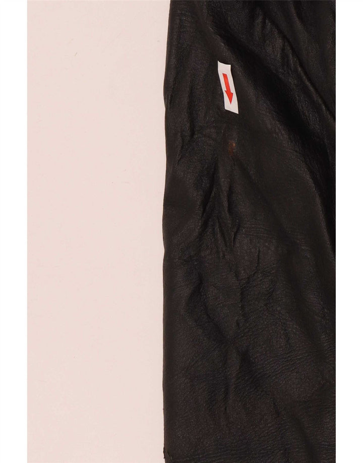 Vintage mujer 3 botones cuero Blazer chaqueta Reino Unido 12 medio negro