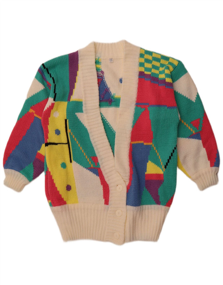 Vintage mujer Cardigan suéter EU 38/40 medio multicolor geométrico