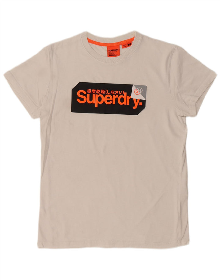 SUPERDRY Camiseta gráfica para hombre Top mediano de algodón blanco