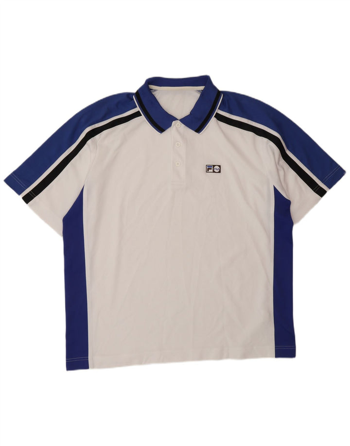 FILA Polo Hombre XL Blanco Colorblock Poliéster