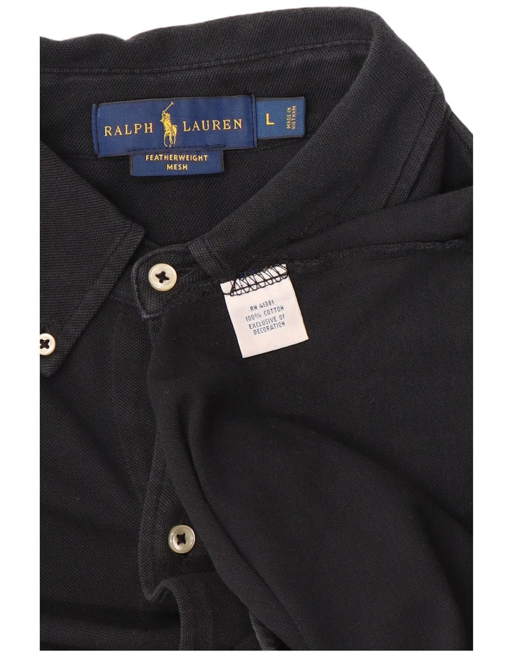 Camisa Ralph Lauren para hombre grande de algodón negro