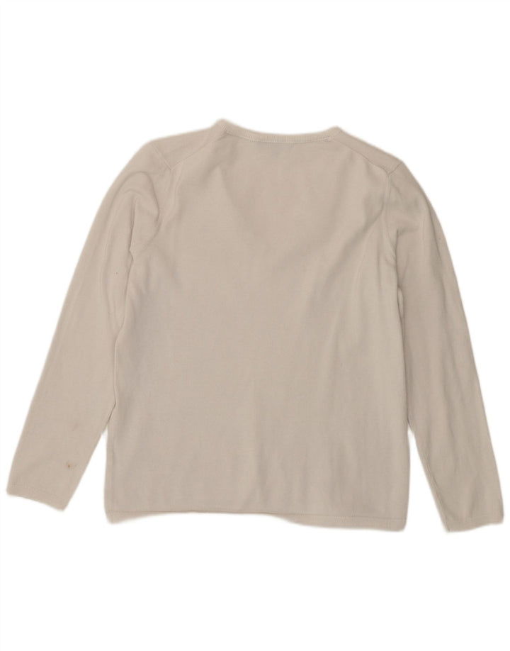 Tommy Hilfiger Suéter con cuello en V para mujer UK 14 Medium White