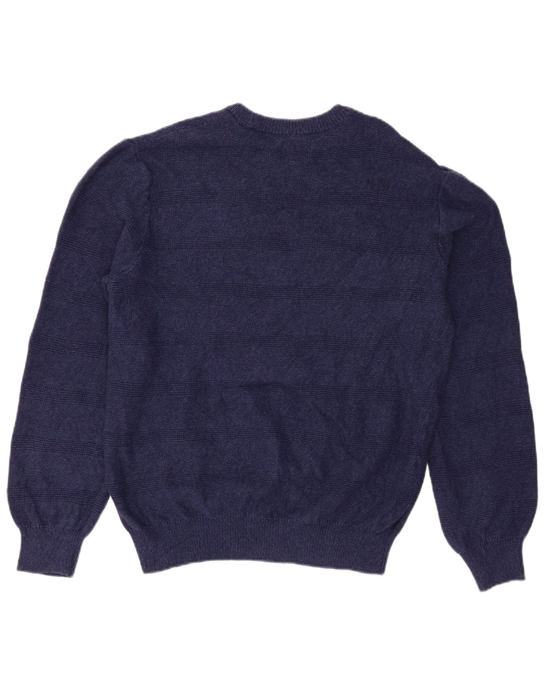 Chaps Suéter tipo jersey con cuello barco para hombre, tamaño mediano, azul marino, a rayas