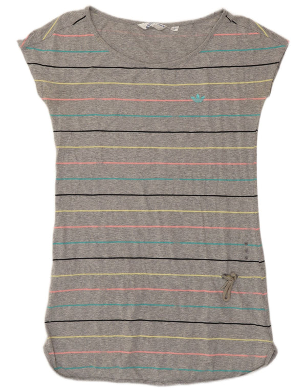Vestido tipo camiseta para mujer ADIDAS UK 44 Algodón a rayas gris medio