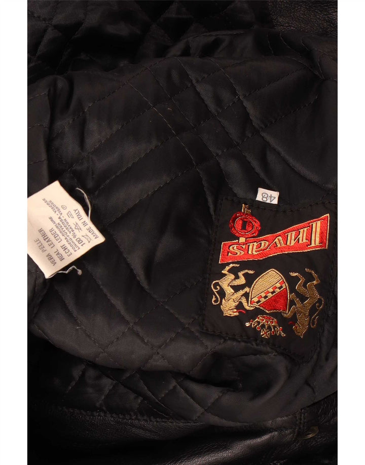 Abrigo de cuero vintage para mujer IT 48 XL cuero negro