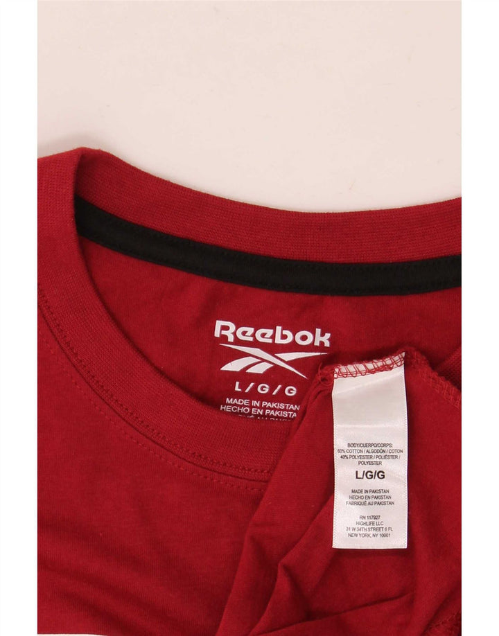 Reebok Camiseta gráfica para hombre Top grande de algodón rojo