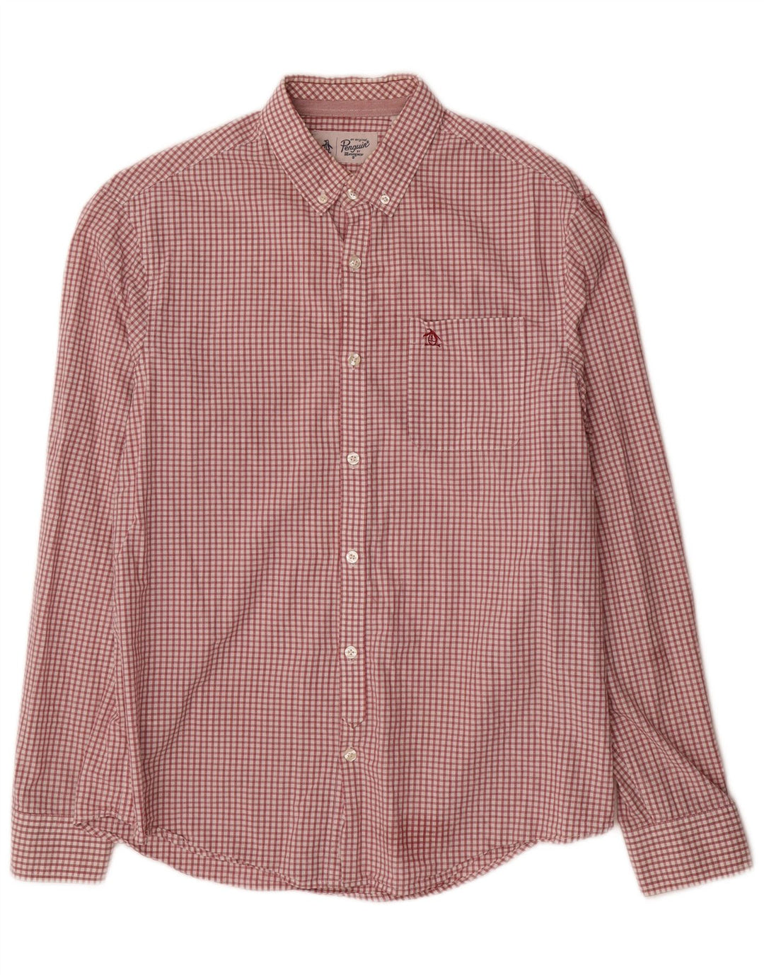Camisa Penguin Hombre Algodón Cuadros Rojos Grandes