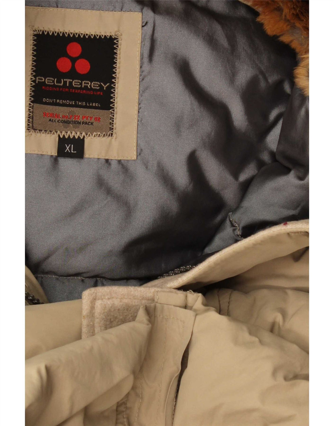 PEUTEREY Chaqueta acolchada con capucha para hombre UK 42 XL Beige