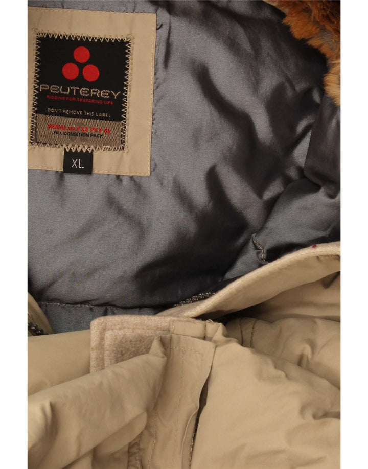 PEUTEREY Chaqueta acolchada con capucha para hombre UK 42 XL Beige