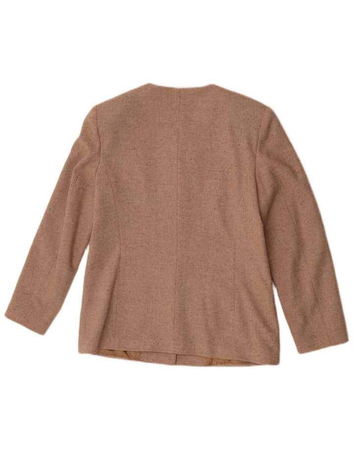 Vintage mujer 4 botones Blazer chaqueta IT 46 grande beige moteado