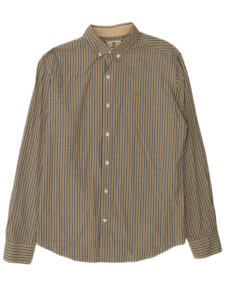 TIMBERLAND Camisa Slim Fit para Hombre de Algodón a Cuadros Marrón Grande