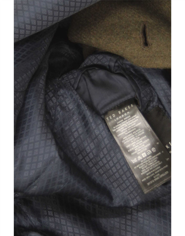 Ted Baker - Chaquetón para hombre, talla 4, lana caqui grande