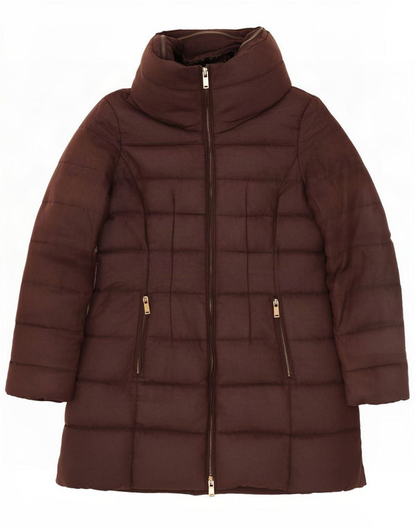 Zara Mujer Chaqueta Acolchada Con Capucha UK 44 Grande Poliéster Marrón