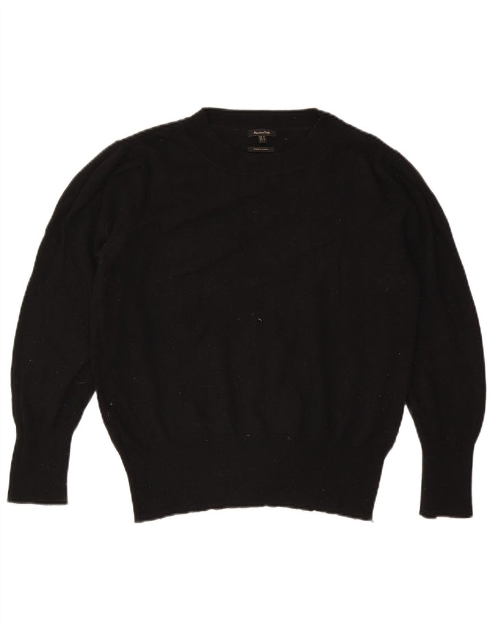 Massimo Dutti Jersey de cuello redondo para mujer, talla 40, talla M, color negro