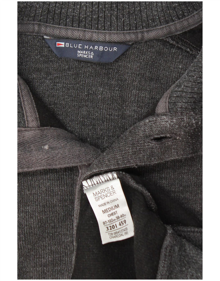 Marks & Spencer Jersey con cuello y botones para hombre de algodón gris medio