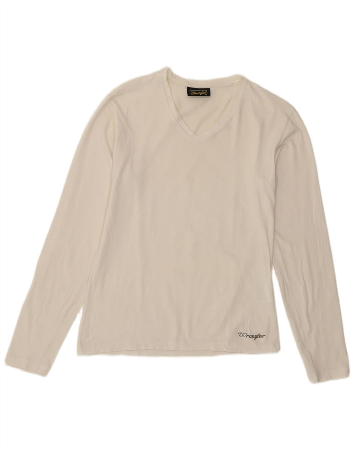 Wrangler Mujer Top Manga Larga UK 12 Medio Algodón Blanco