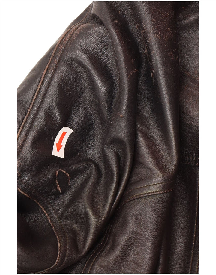 Vintage chaqueta de cuero para hombre Reino Unido 44 2XL cuero negro