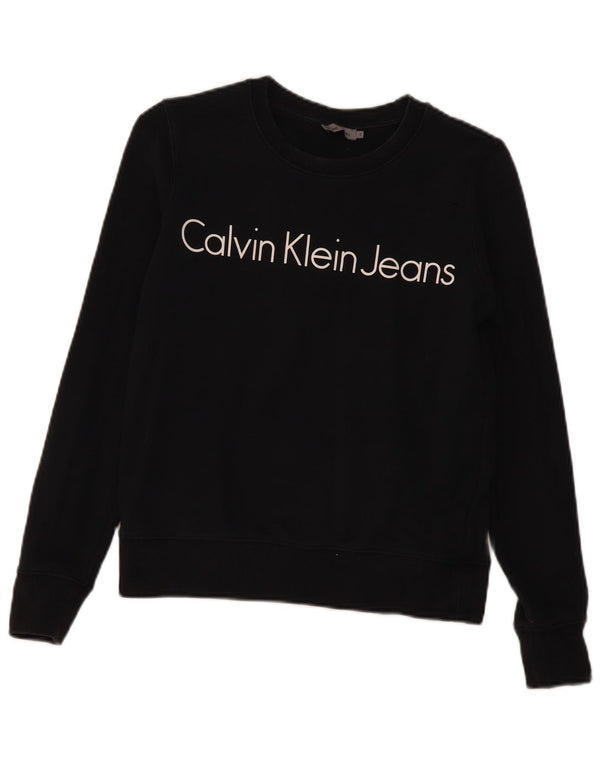 Calvin Klein Jeans - Sudadera gráfica para mujer, talla 10, color negro